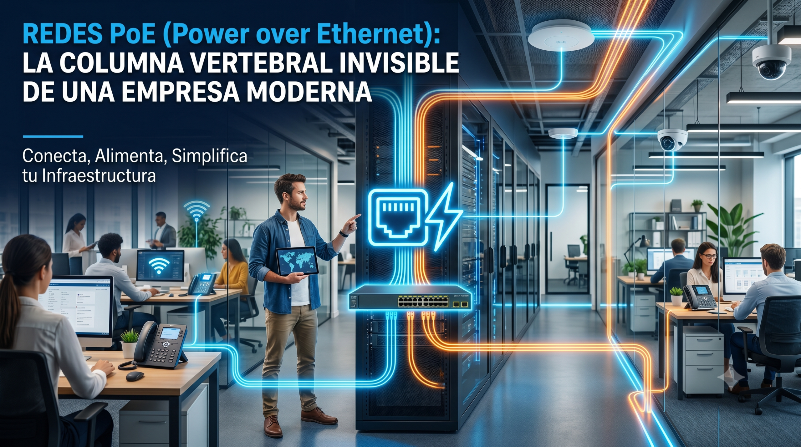 Lee más sobre el artículo Redes PoE (Power over Ethernet): La columna vertebral invisible de una empresa moderna